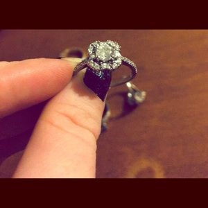 Sterling silver diamond ring